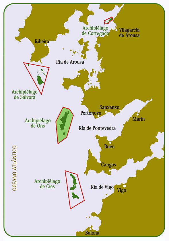 Mapa costa Rías Baixas